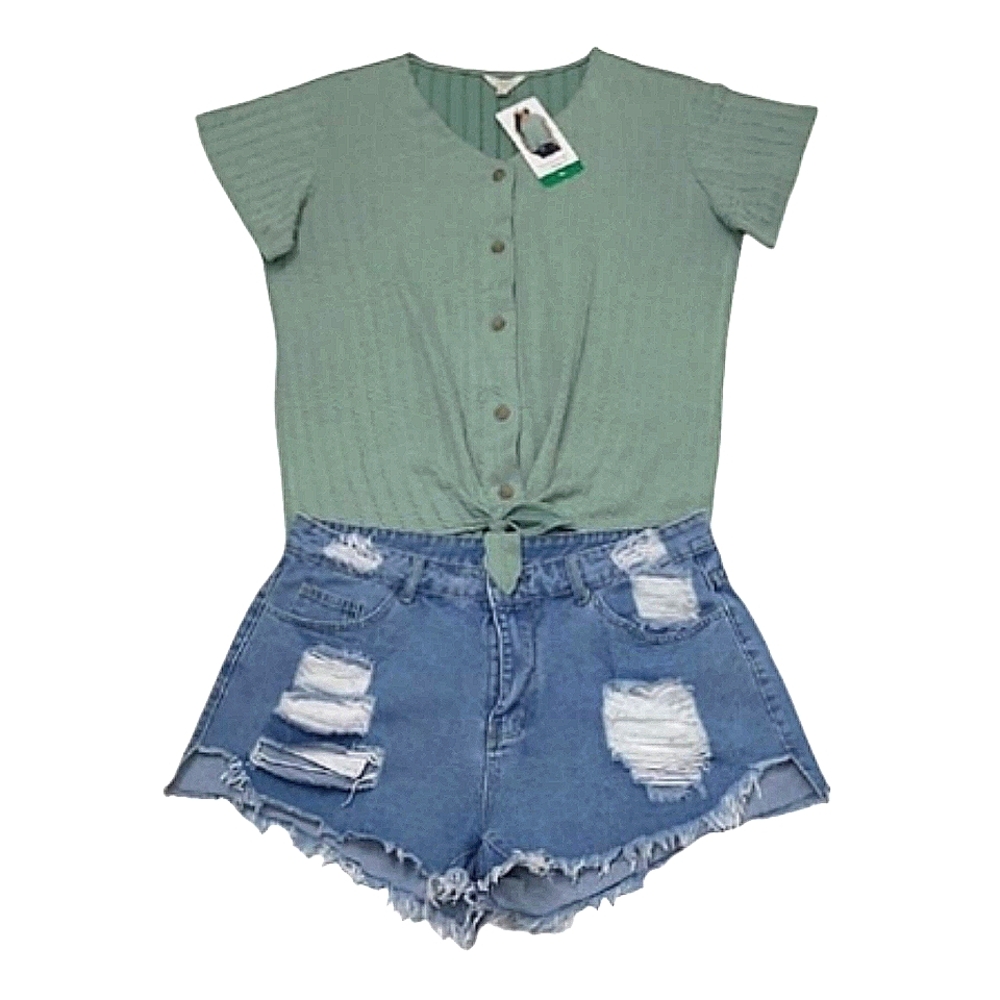 SHEIN Distressed Denim Jean Short Shorts High Waist Rise Raw Hem Ripped Worn 1XL